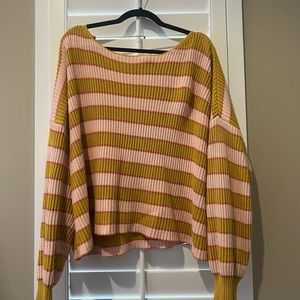 Off the shoulder striped sweater